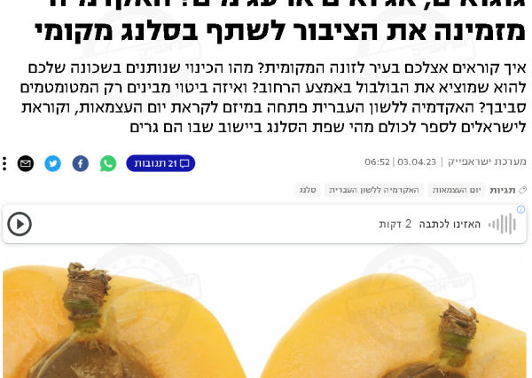 גוגואים, אג'ואים או עג'מים_ האקדמיה מזמינה את הציבור לשתף בסלנג מקומי